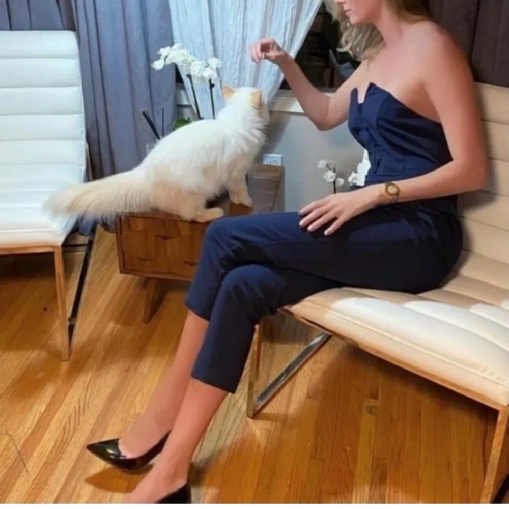 NWT Adelyn Rae Strapless Navy Blue Jumpsuit Size Medium